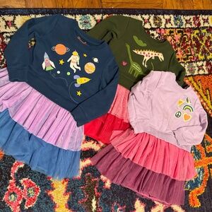 Piccolina BUNDLE: 3 French Terry Print 2-Tier Sweatshirt Dresses